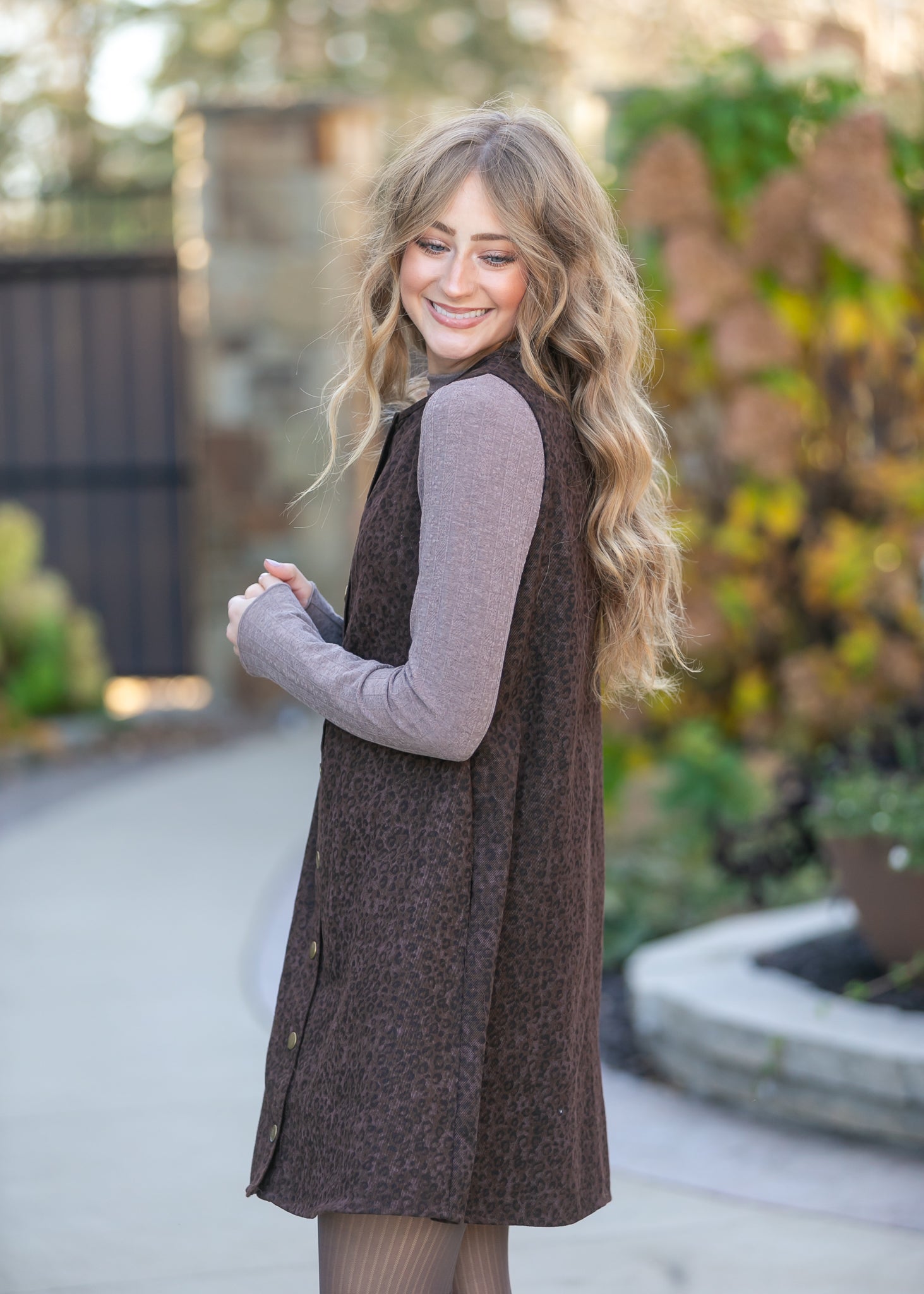 Sleeveless Printed Button Down Midi Dress FF Dresses