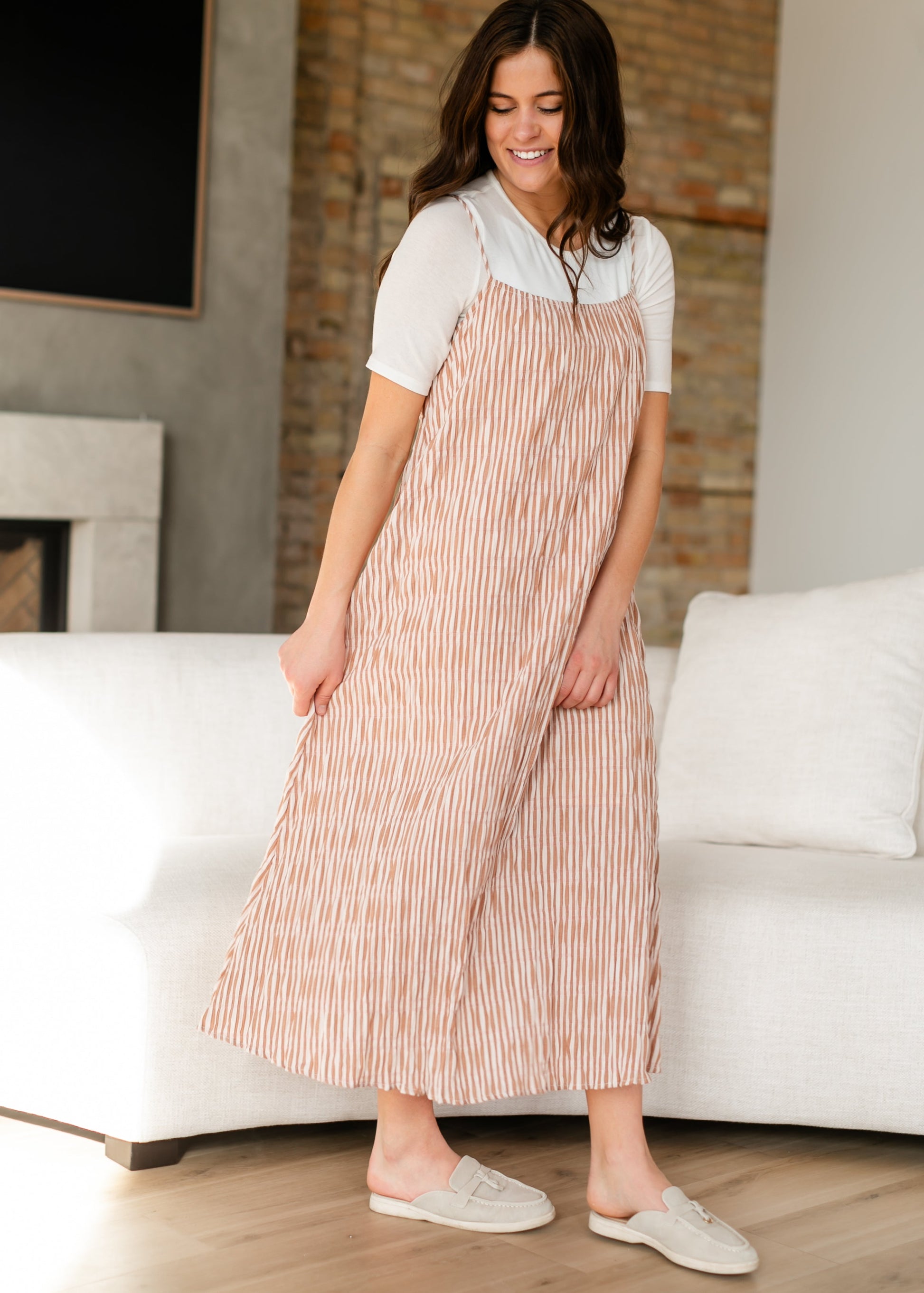 striped flowy maxi dress Eliza Striped Maxi Dress Red / S