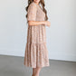 Smocked 3/4 Sleeve Floral Midi Dress FF Dresses