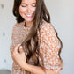 Smocked 3/4 Sleeve Floral Midi Dress FF Dresses