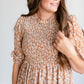 Smocked 3/4 Sleeve Floral Midi Dress FF Dresses