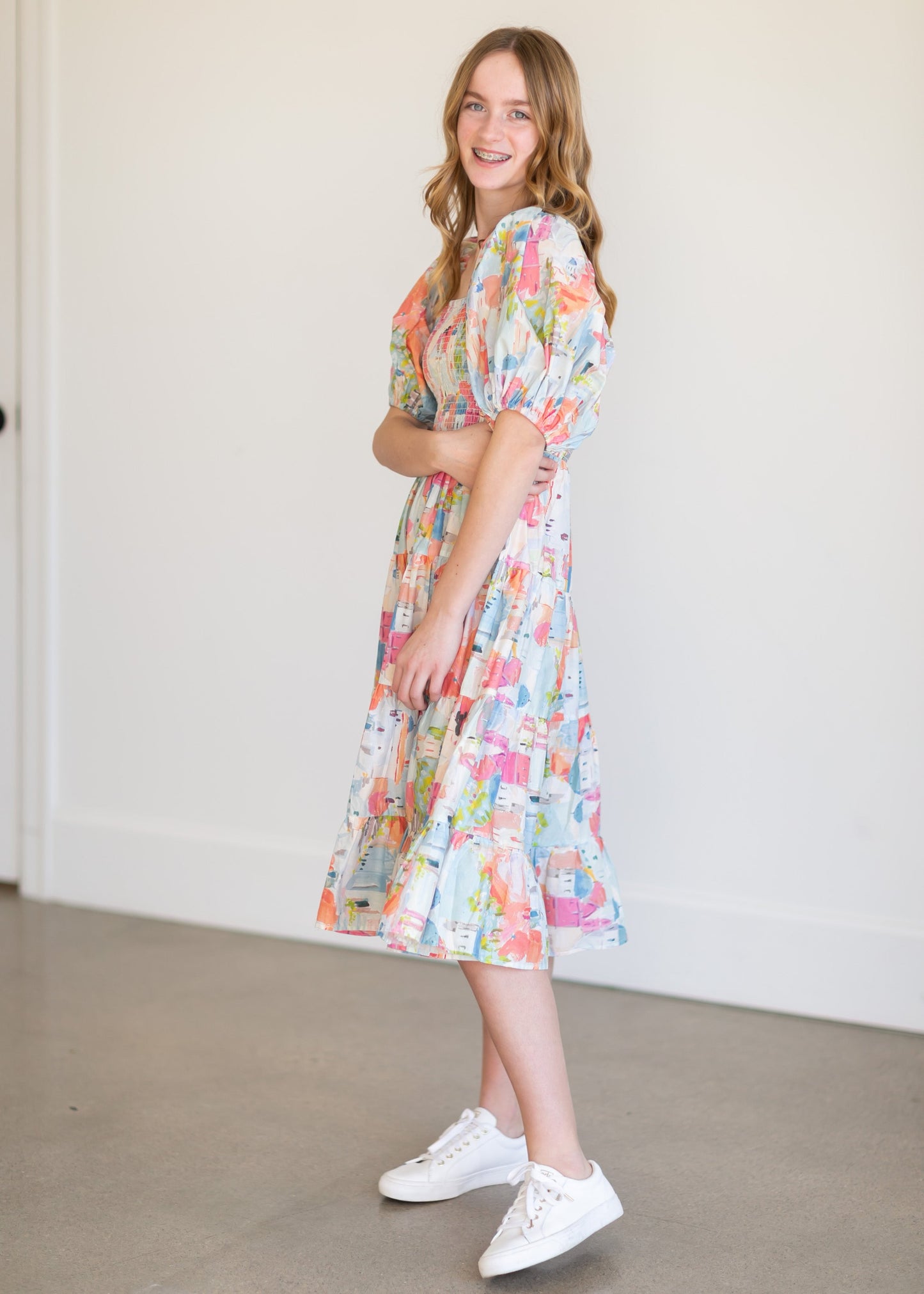 Smocked Bodice Colorful Midi Dress - FINAL SALE FF Dresses