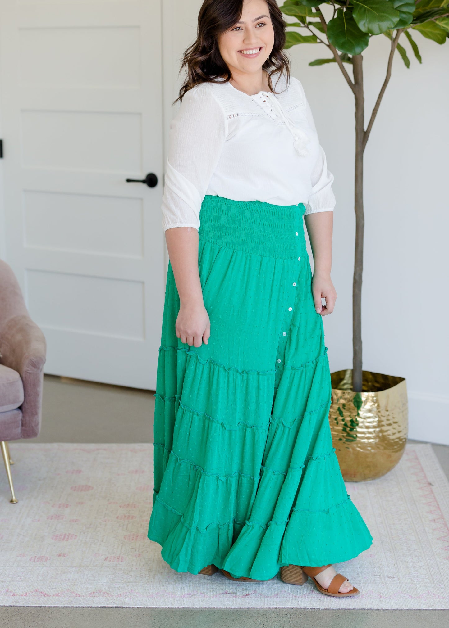 Smocked Button Tiered Maxi Skirt - FINAL SALE Skirts