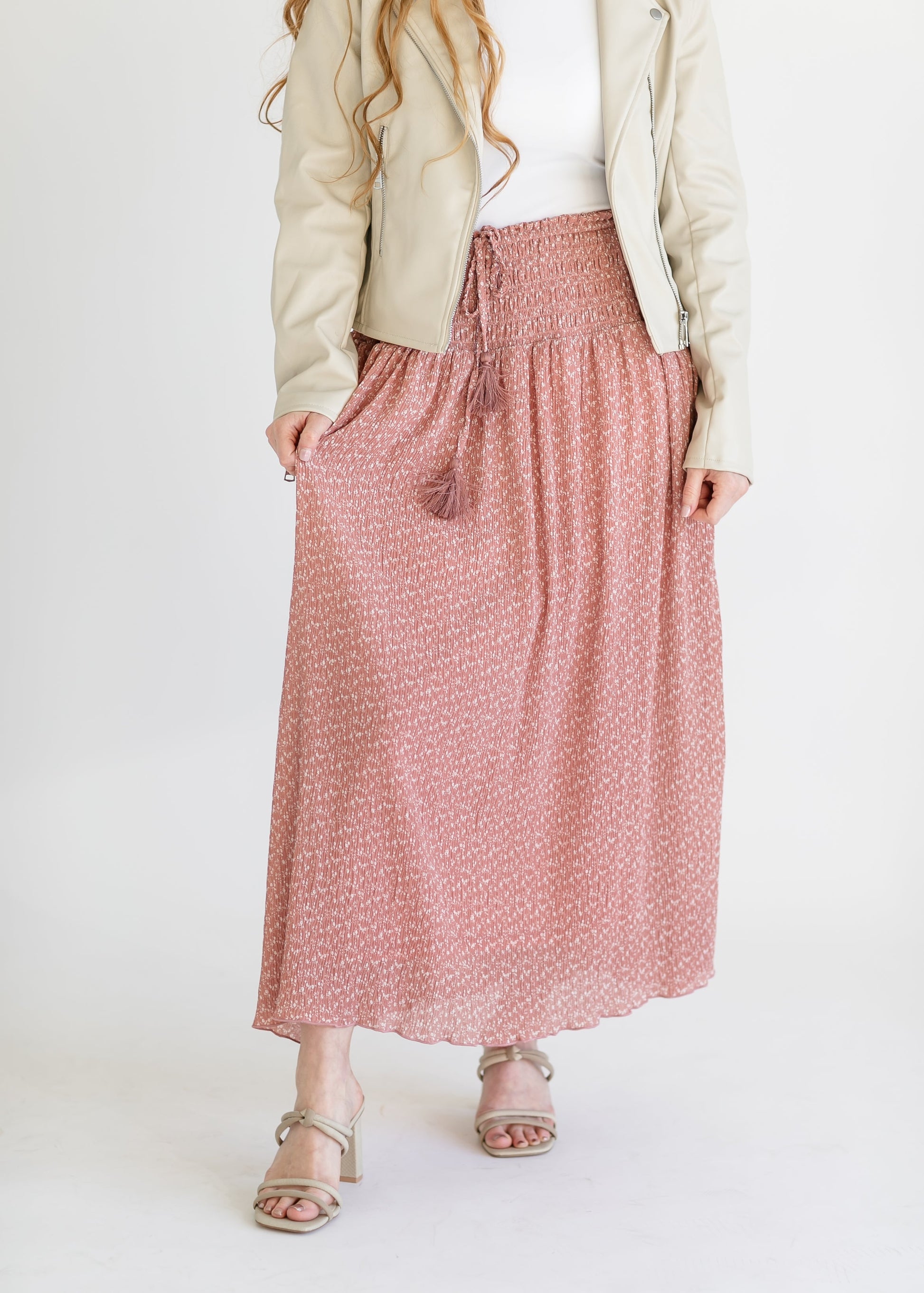 Smocked Floral Maxi Skirt FF Skirts