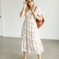 Smocked Floral Short Sleeve Midi Dress FF Dresses