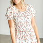 Smocked Floral Short Sleeve Midi Dress FF Dresses