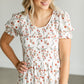Smocked Floral Short Sleeve Midi Dress FF Dresses