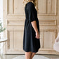Smocked Front Black Midi Dress - FINAL SALE Dresses