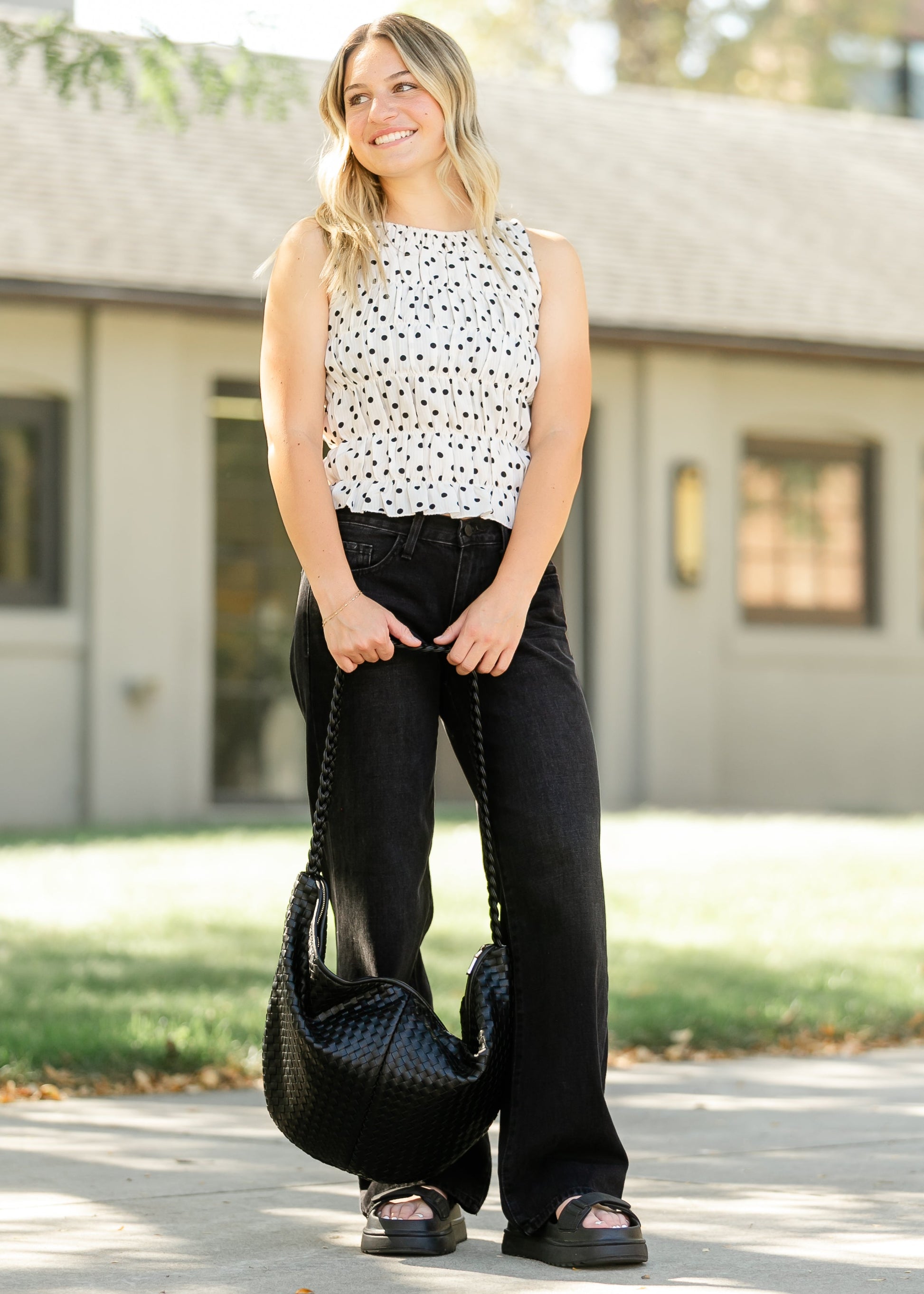 Smocked Polka Dot Tank Top FF Tops