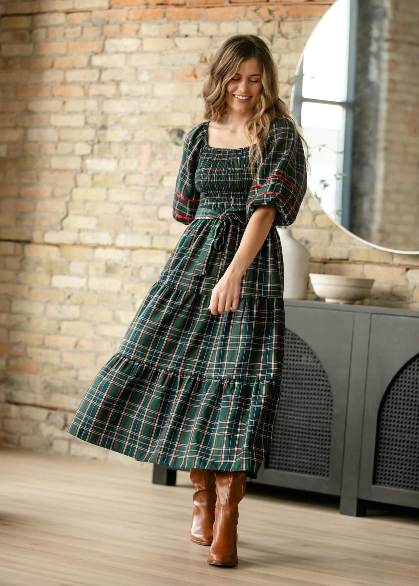 Smocked Puff Half Sleeve Maxi Dress FF Dresses