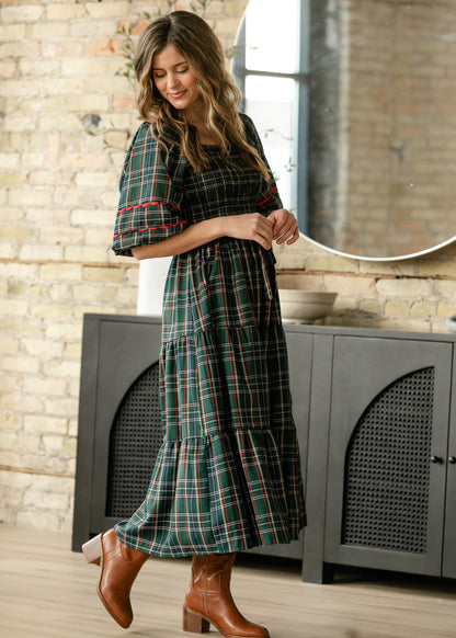 Smocked Puff Half Sleeve Maxi Dress FF Dresses