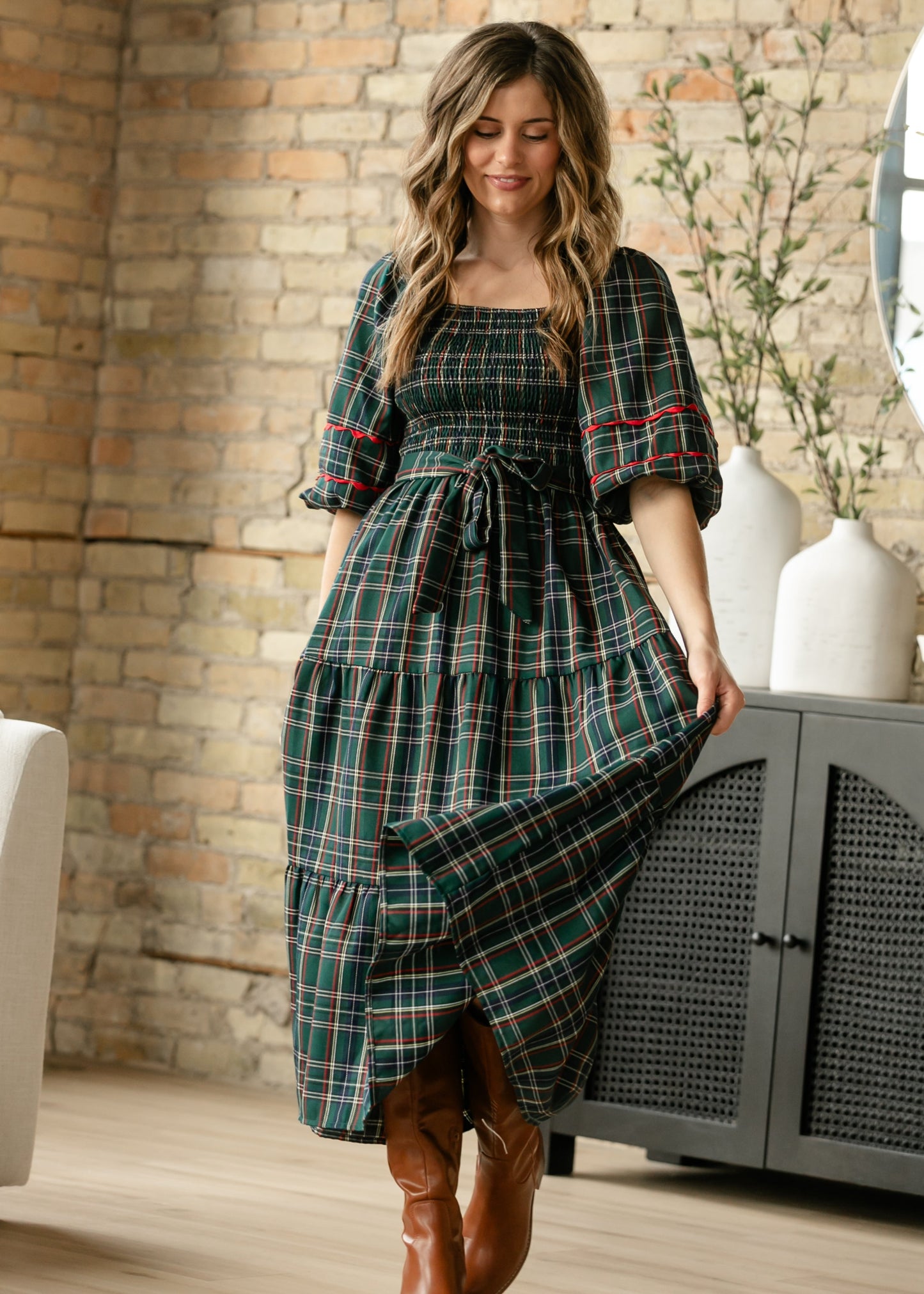 Smocked Puff Half Sleeve Maxi Dress FF Dresses