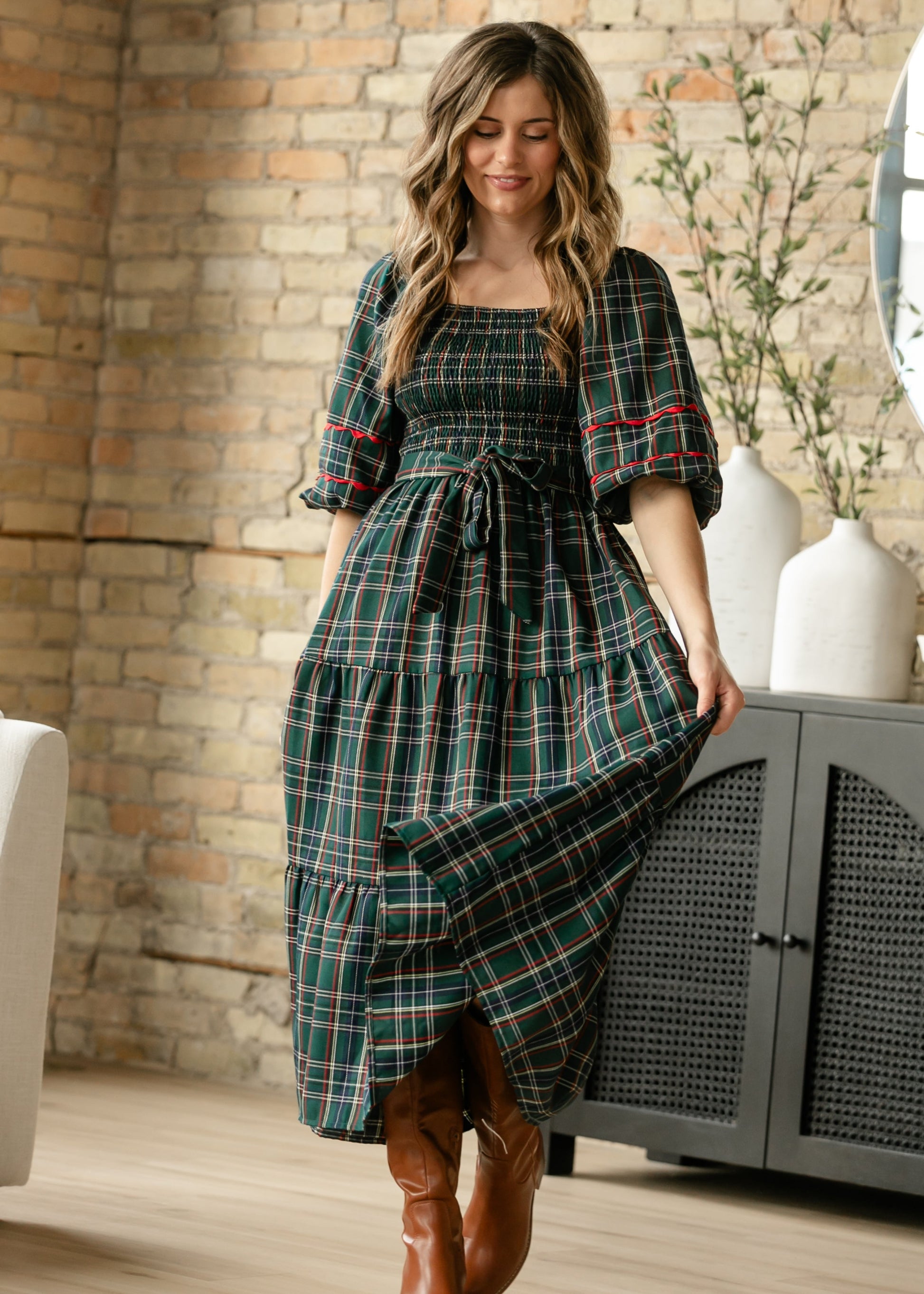 Smocked Puff Half Sleeve Maxi Dress FF Dresses