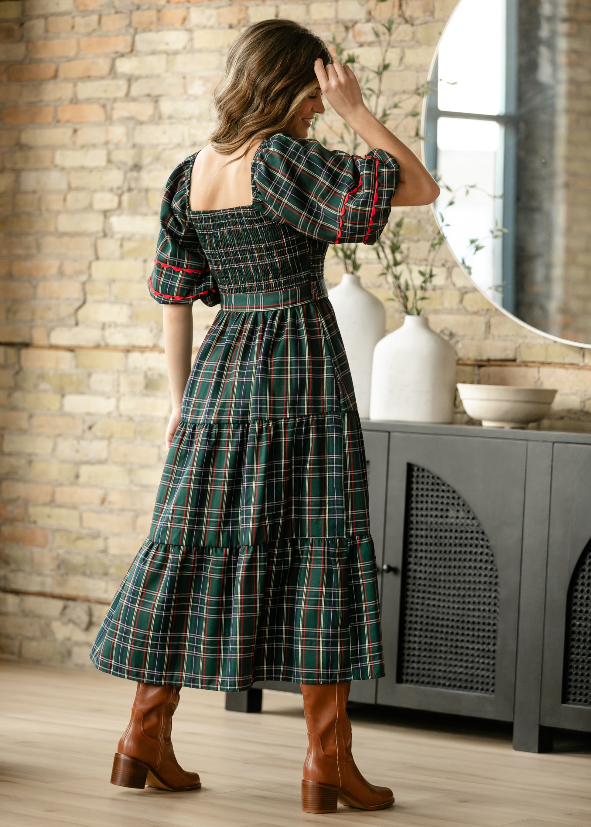 Smocked Puff Half Sleeve Maxi Dress FF Dresses