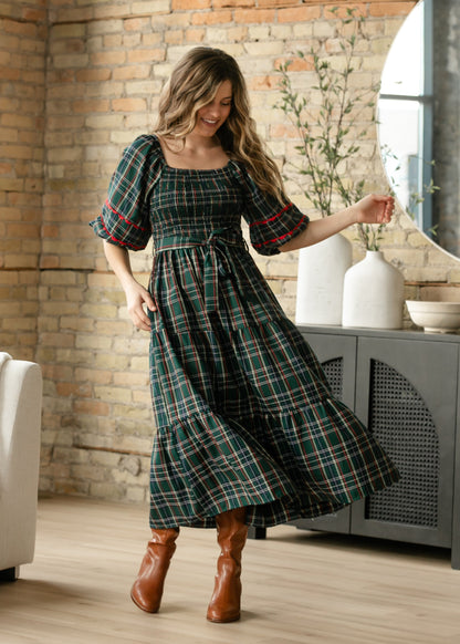 Smocked Puff Half Sleeve Maxi Dress FF Dresses