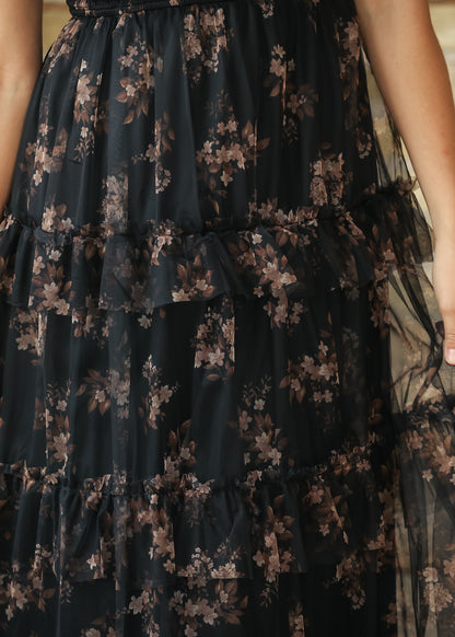 Smocked Ruffle Detail Floral Midi Dress FF Dresses