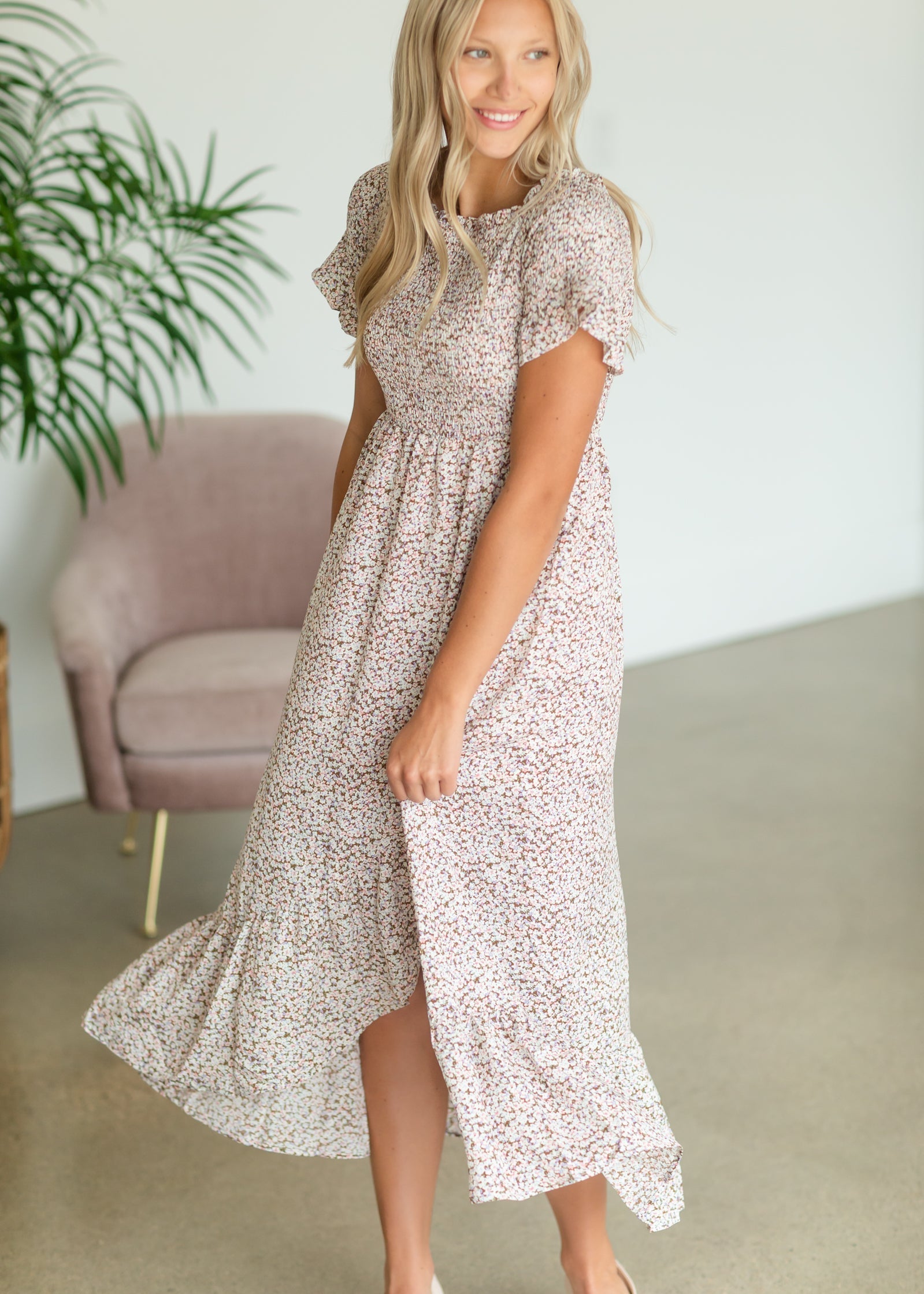 Smocked Short Sleeve Maxi Dress - FINAL SALE Dresses