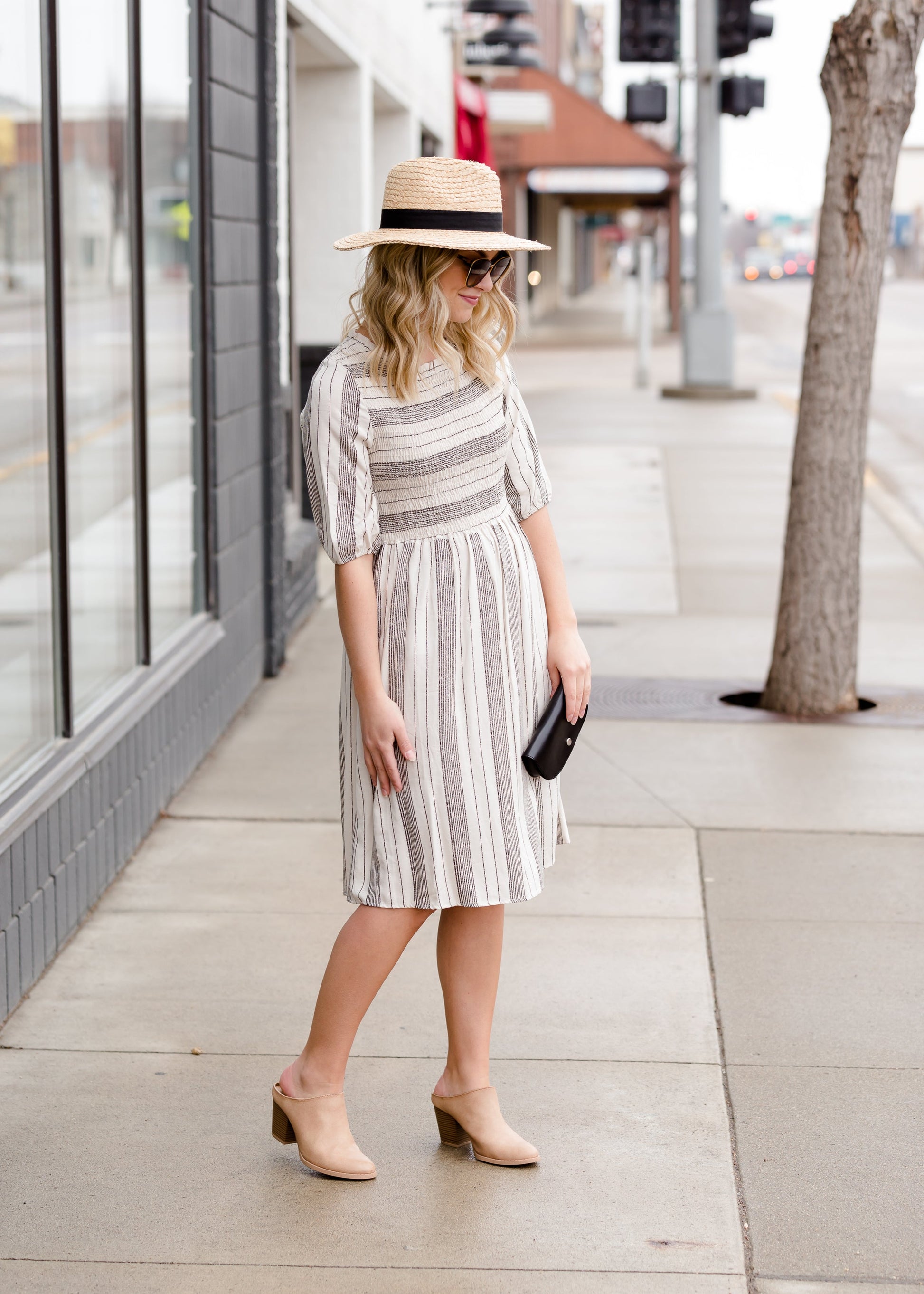 Smocked Striped Midi Dress - FINAL SALE Dresses
