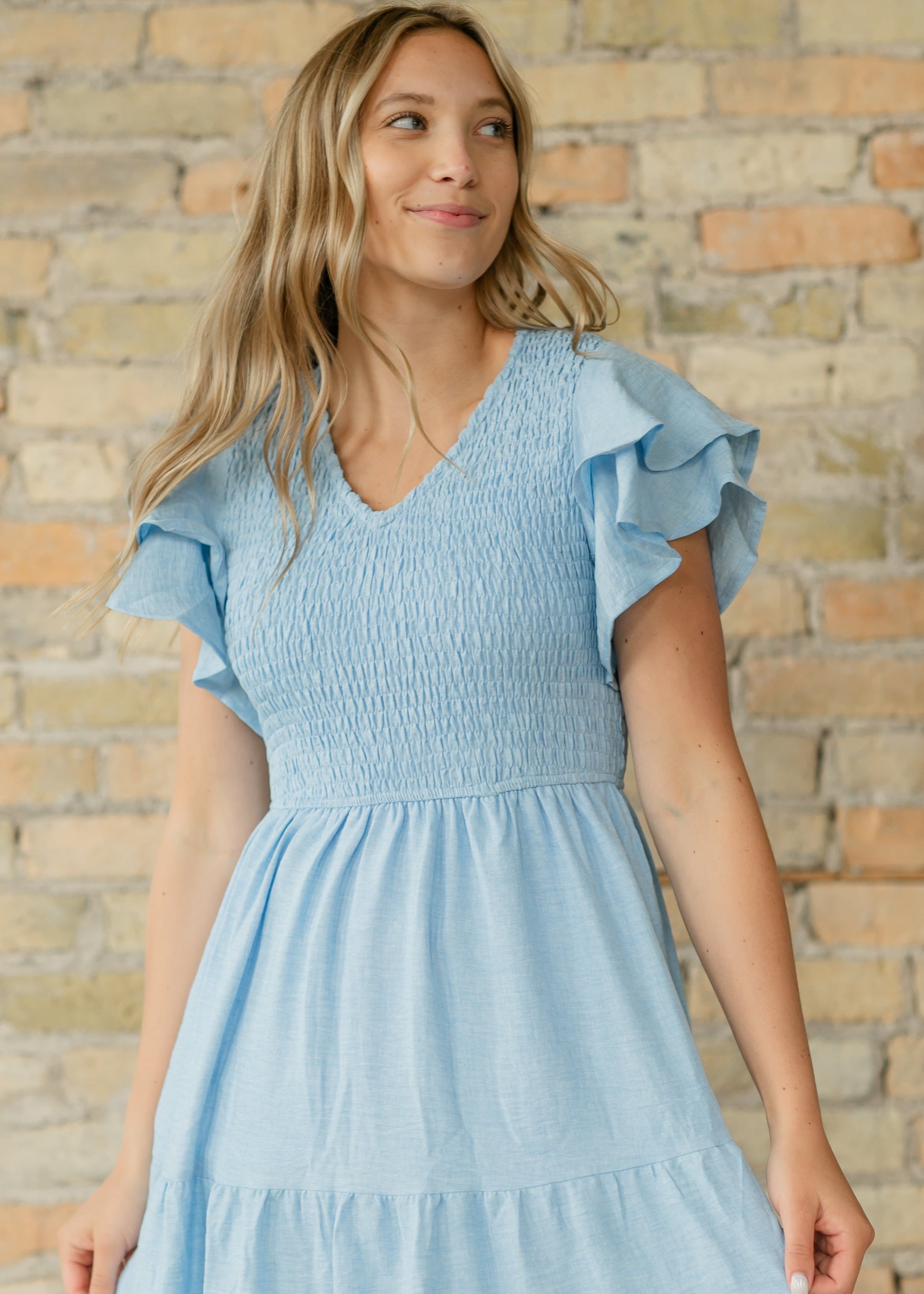 Smocked Tiered Flutter Sleeve Maxi Dress Inherit Co. Smocked Tiered Flutter Sleeve Maxi Dress Inherit Co.