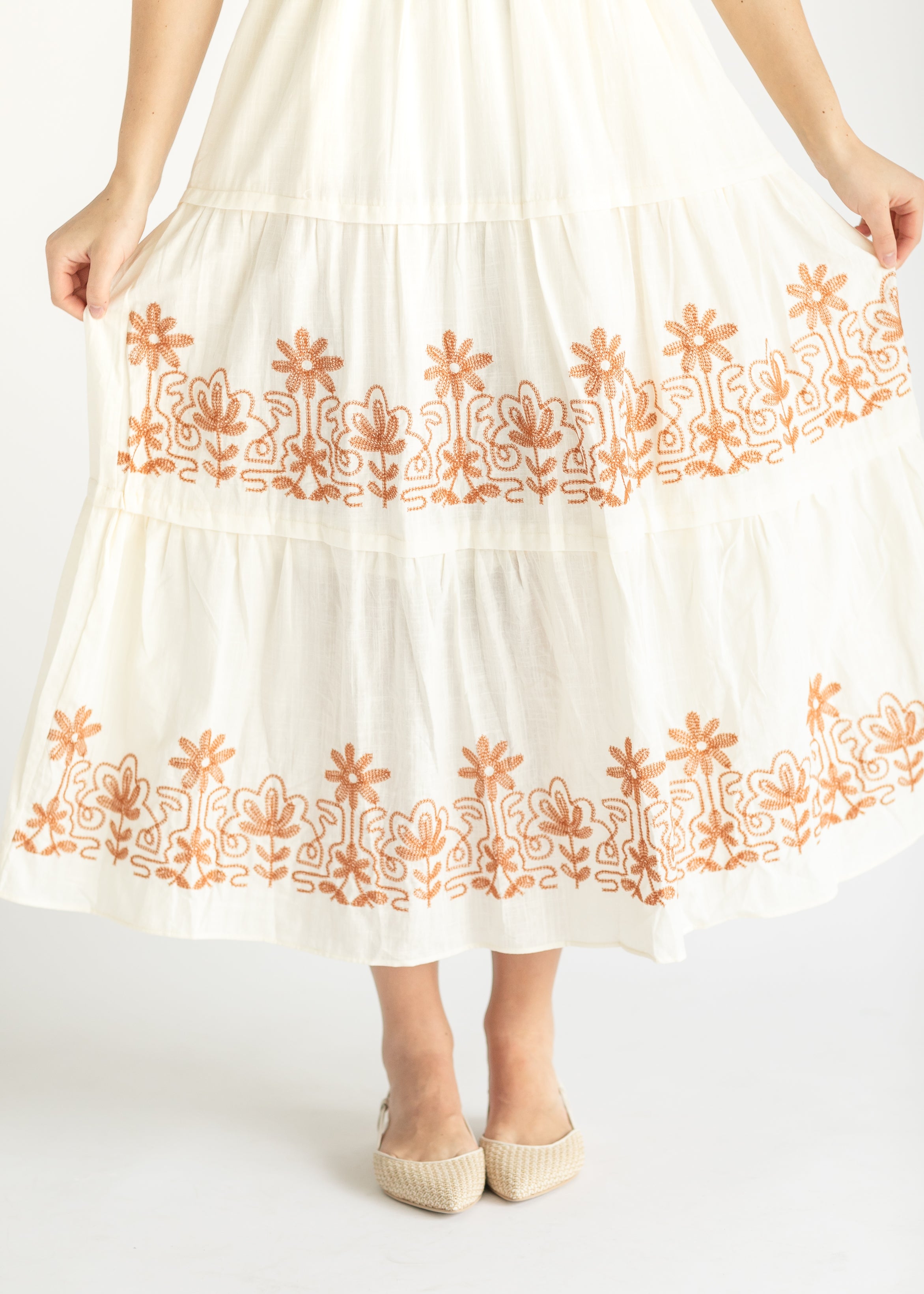 Smocked Waist Embroidered Maxi Dress FINAL SALE Inherit Co