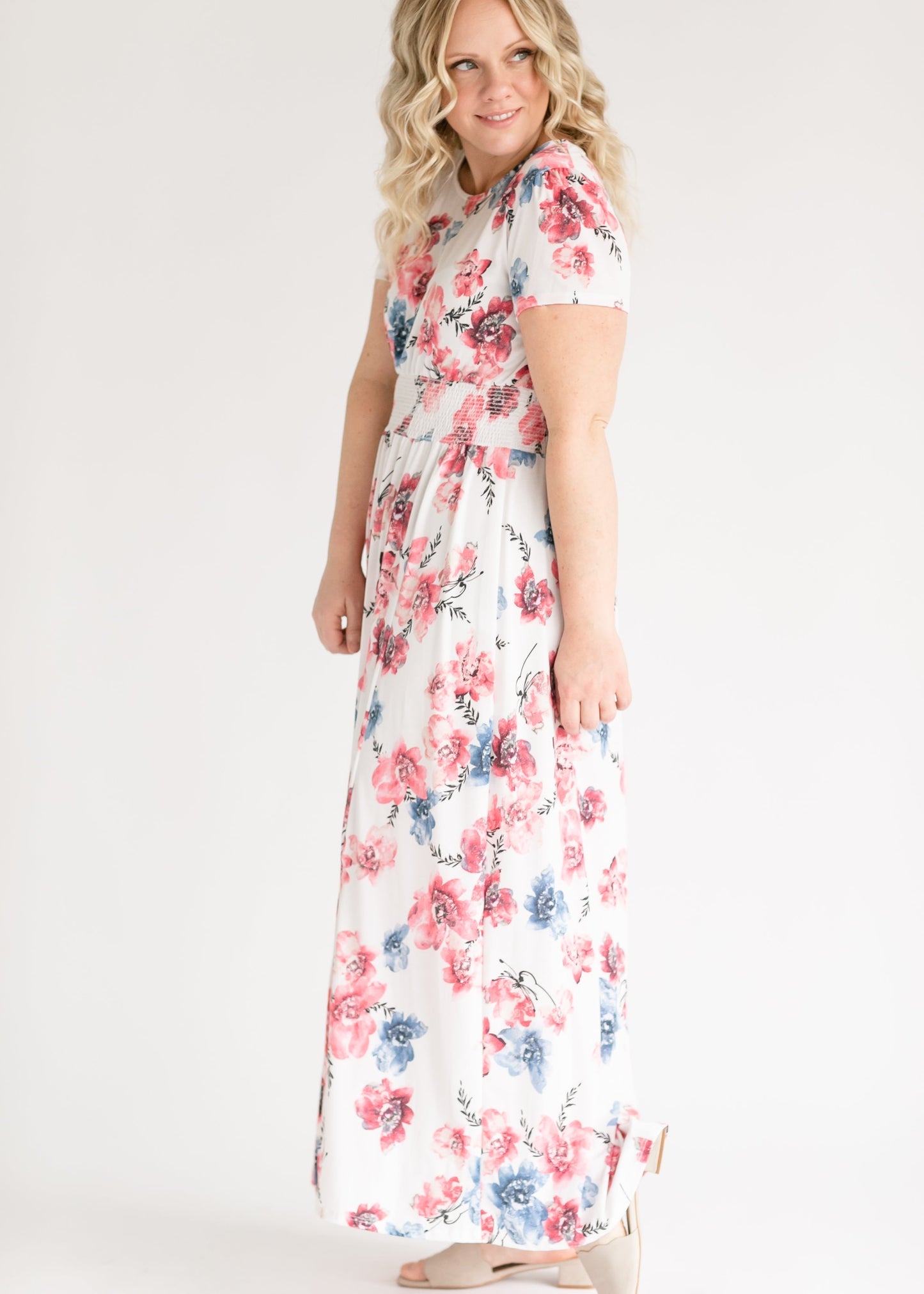 Smocked Waist Floral Maxi Dress FF Dresses