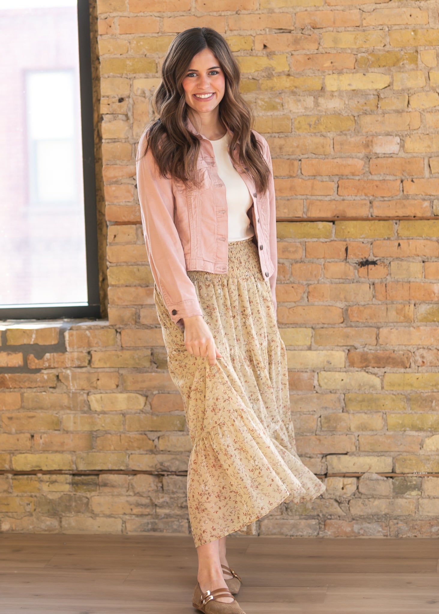 Smocked Waist Floral Tiered Maxi Skirt FF Skirts