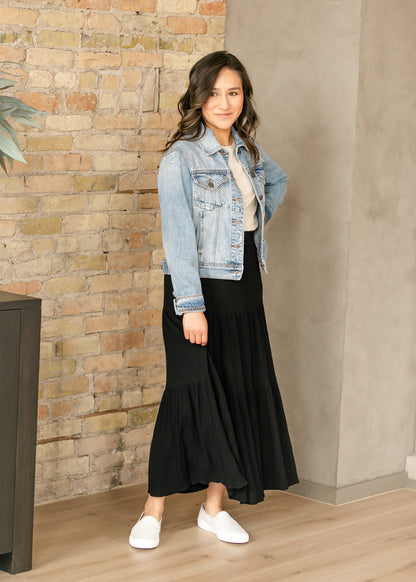 Smocked Waist Tiered Maxi Skirt FF Skirts