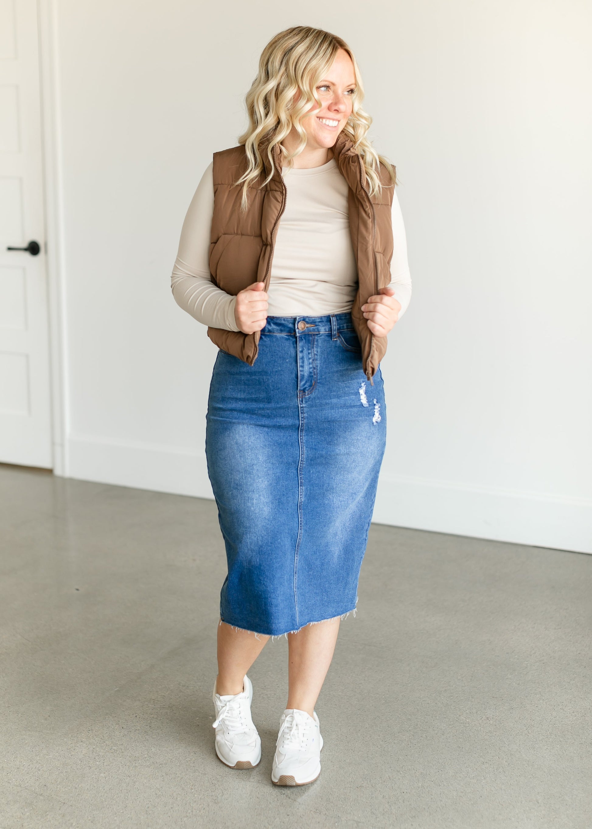 Zip Front Cropped Puffer Vest FF Tops