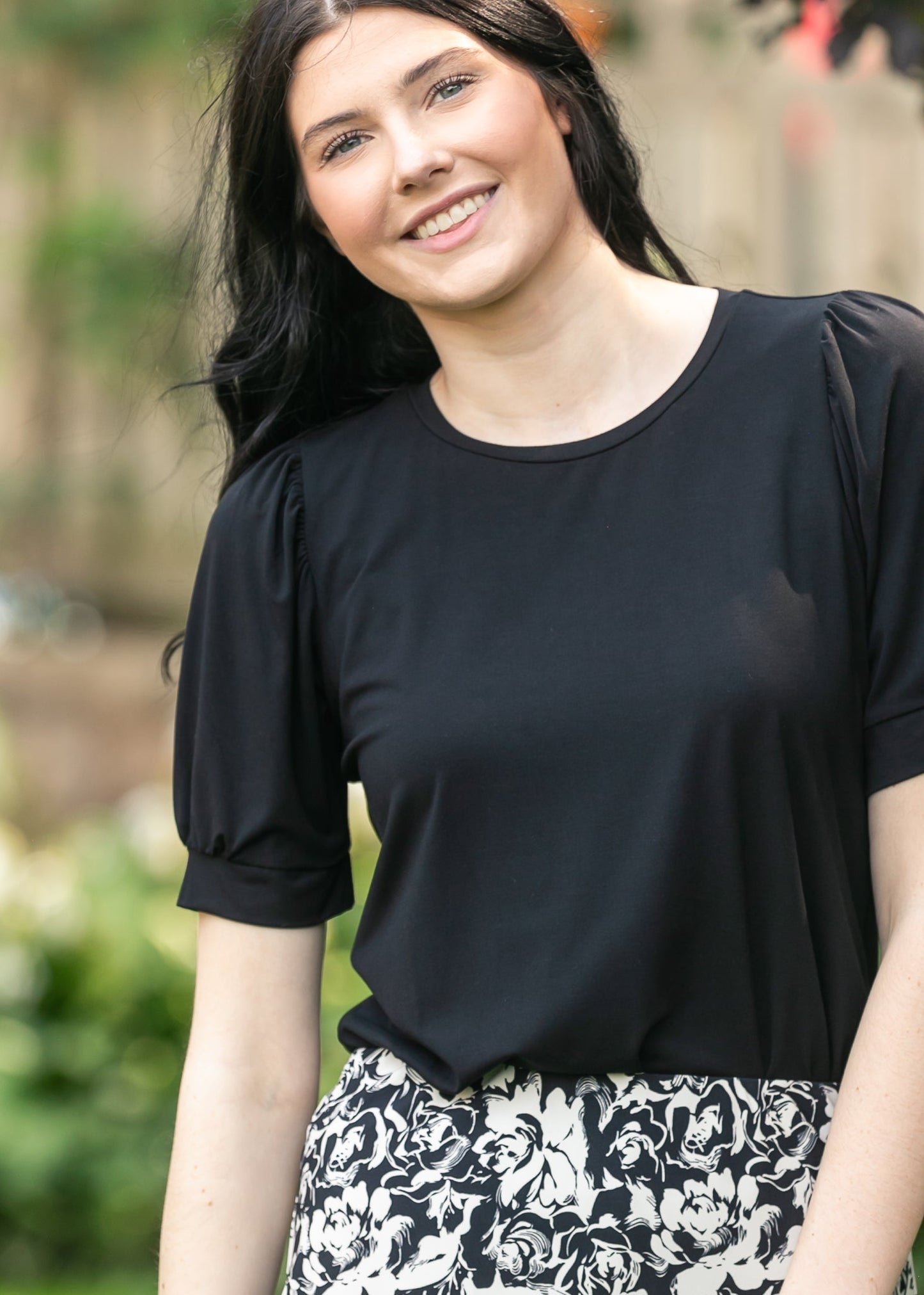 Soft Bamboo Puff Sleeve Top FF Tops Black / S