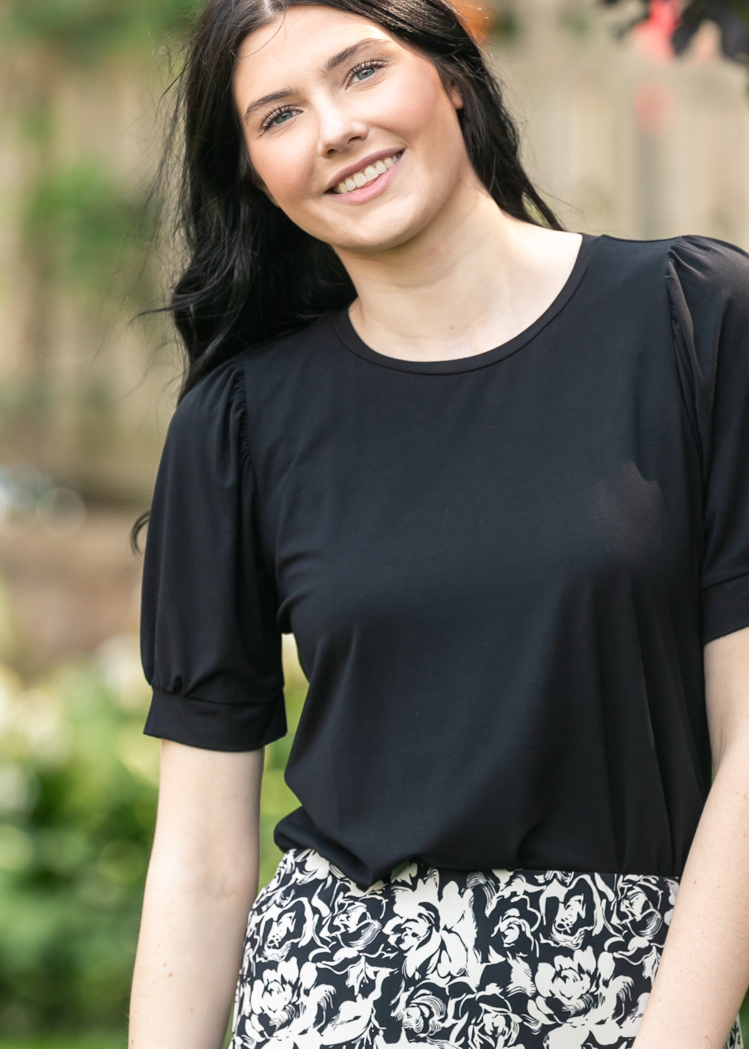 Soft Bamboo Puff Sleeve Top FF Tops Black / S