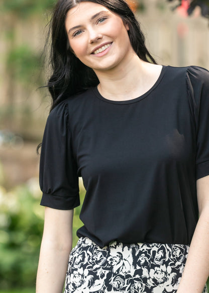 Soft Bamboo Puff Sleeve Top FF Tops Black / S
