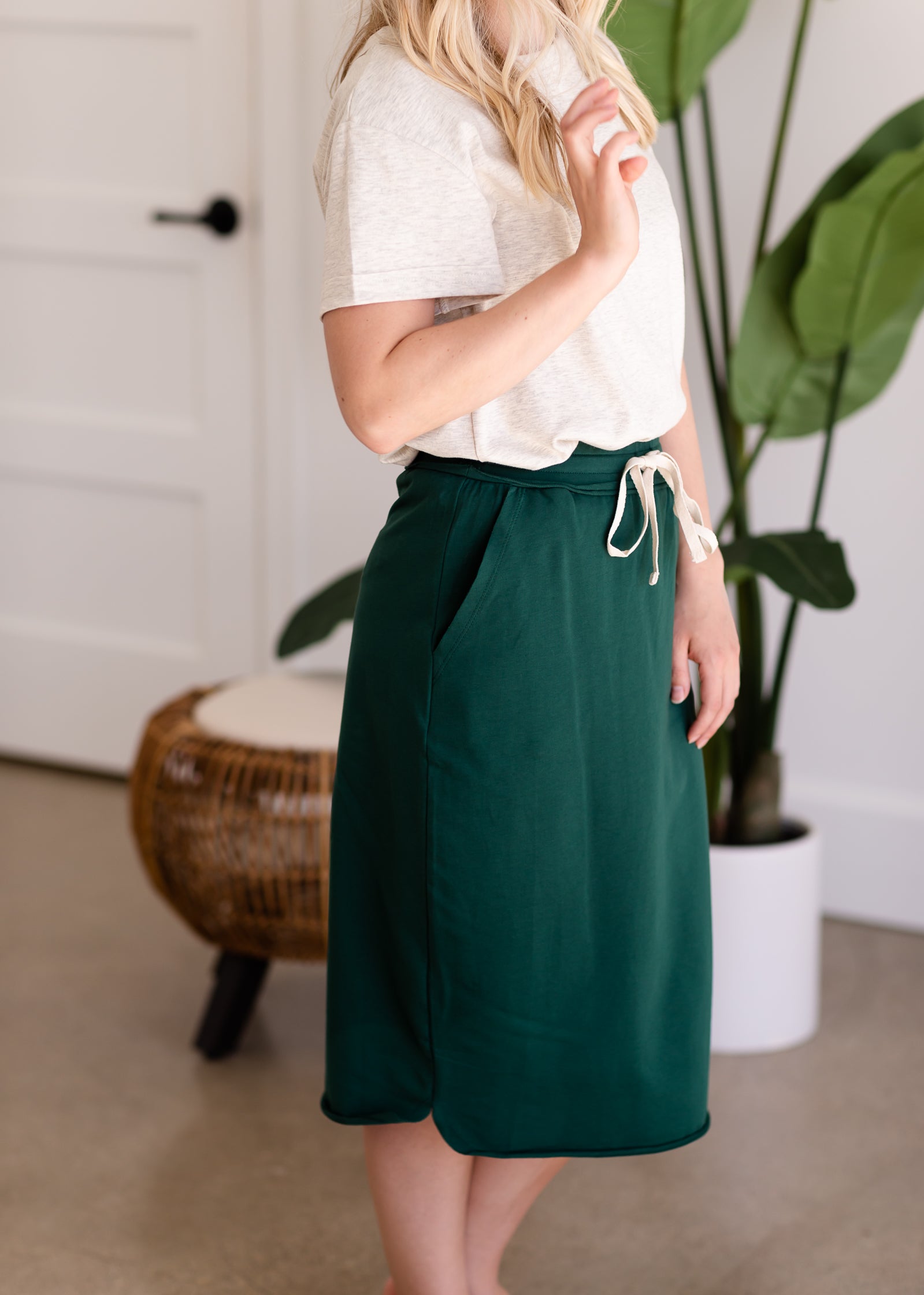 Soft Cotton Drawstring Midi Skirt - FINAL SALE Skirts