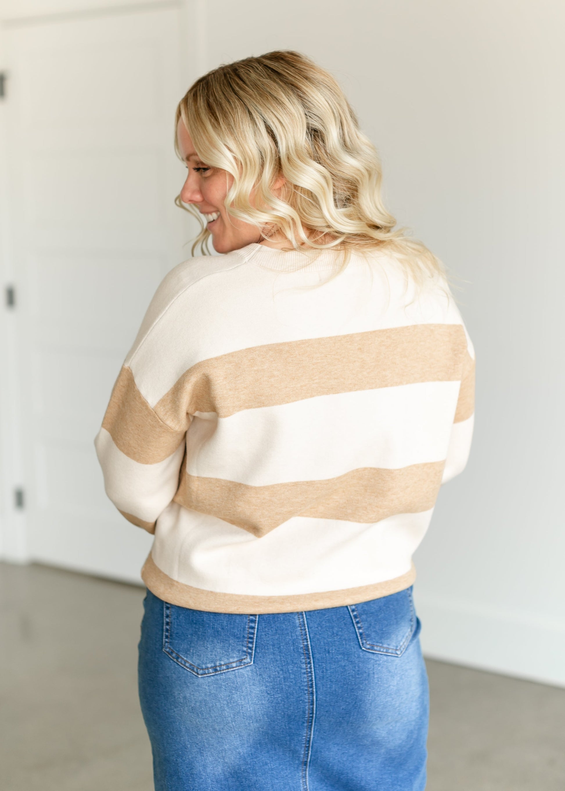 Soft Crewneck Striped Sweater FF Tops