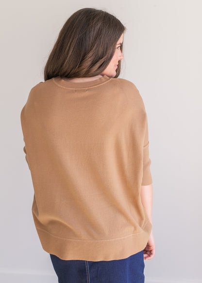 Soft Knit Half Sleeve Sweater Tops