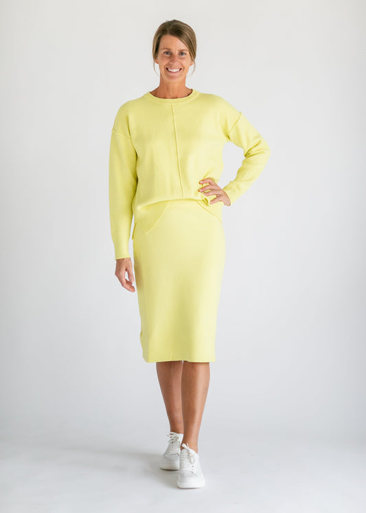 Soft Knit Sweater Skirt Set FF Tops Skirt / Lime / S