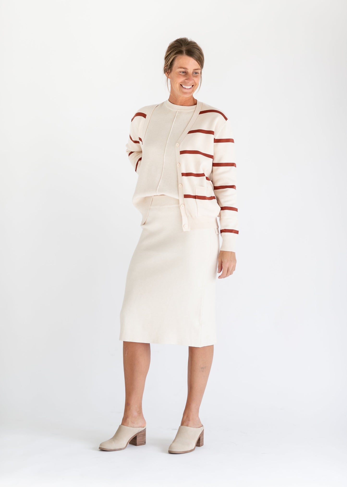 Soft Knit Sweater Skirt Set FF Tops Top / Oatmeal / S