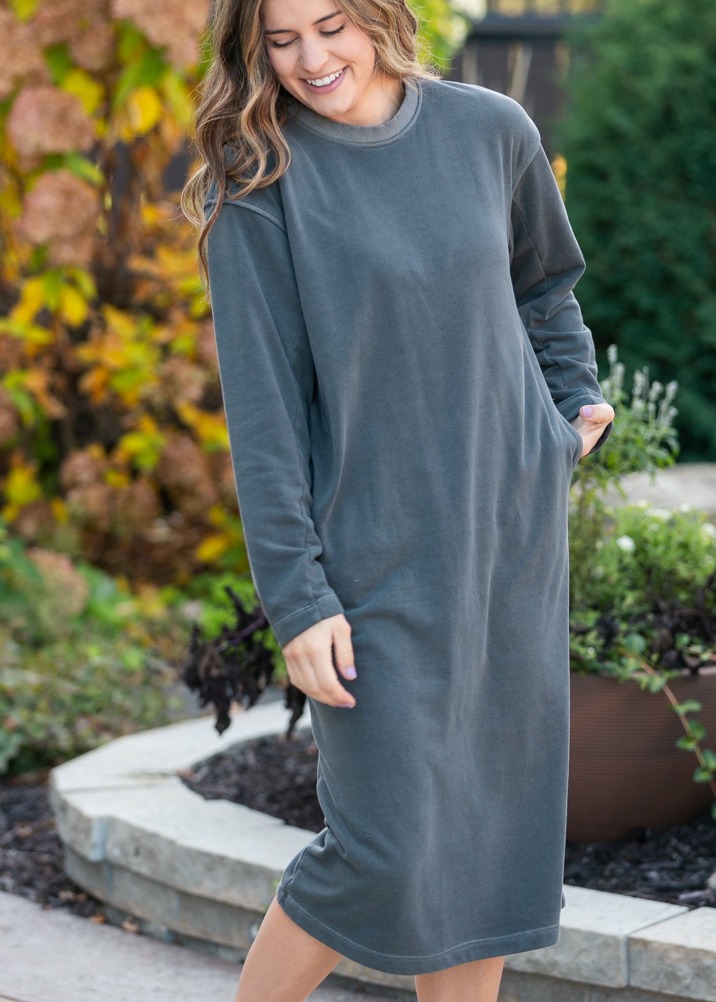 Soft Long Sleeve Sweatshirt Maxi Dress FF Dresses