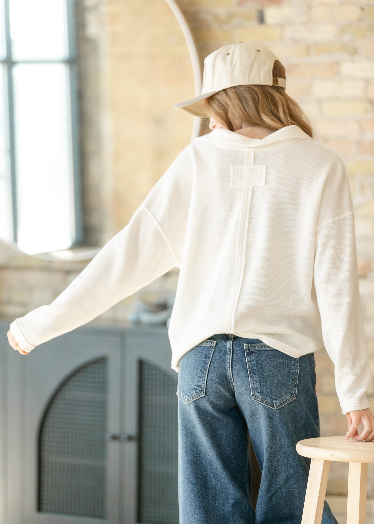 Soft Textured Knit Long Sleeve Polo FF Tops
