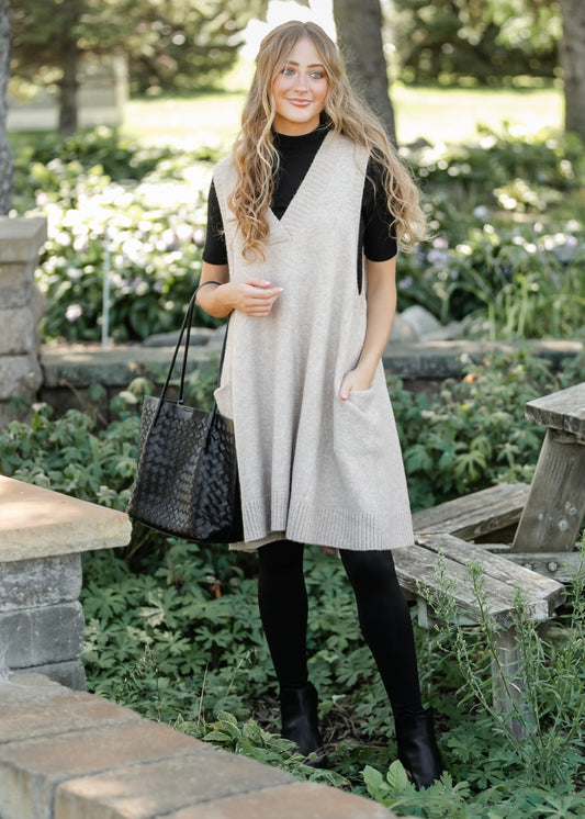 Soft Touch V-neck Sweater Dress FF Dresses