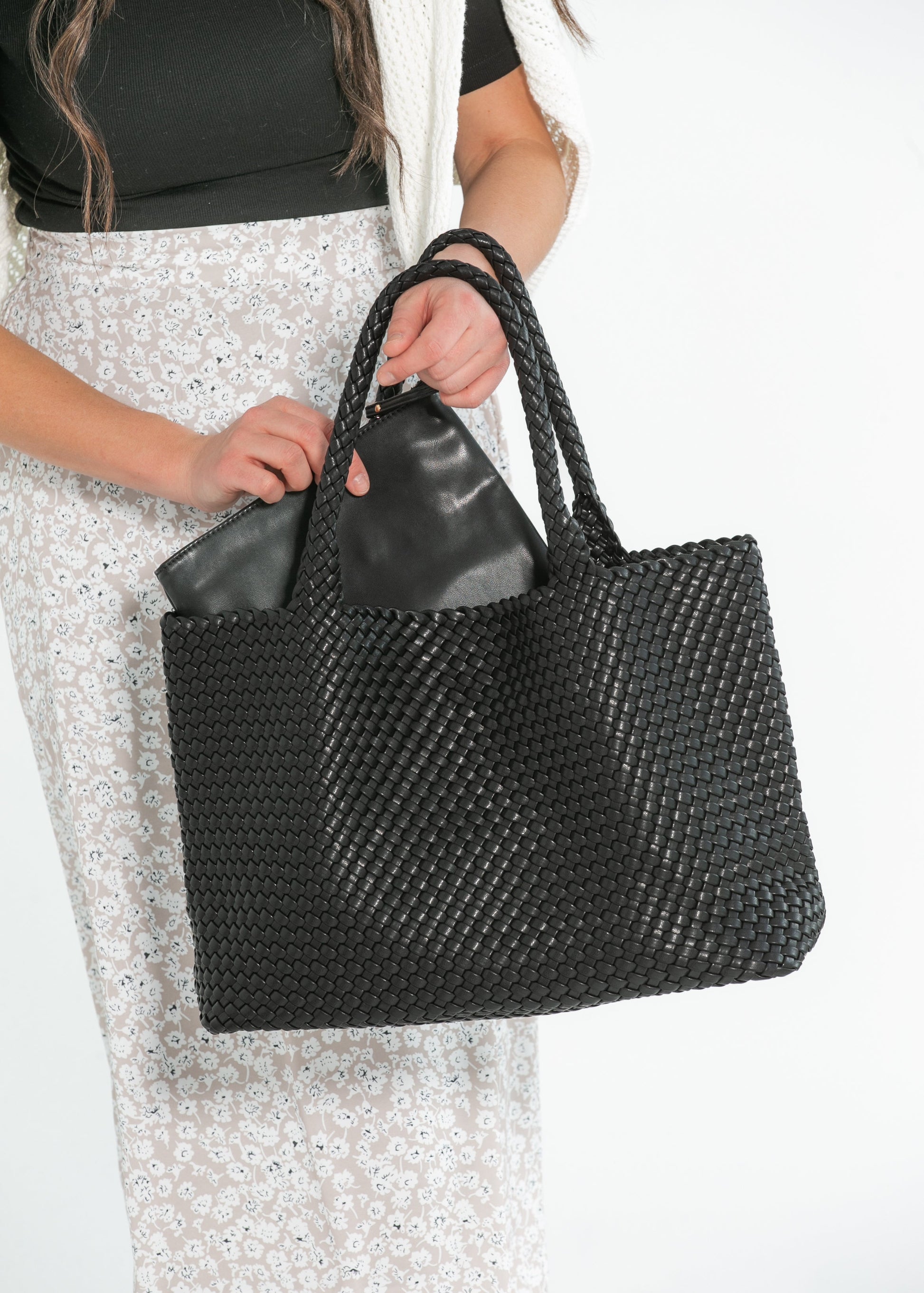 Solana Woven Vegan Leather Tote Accessories