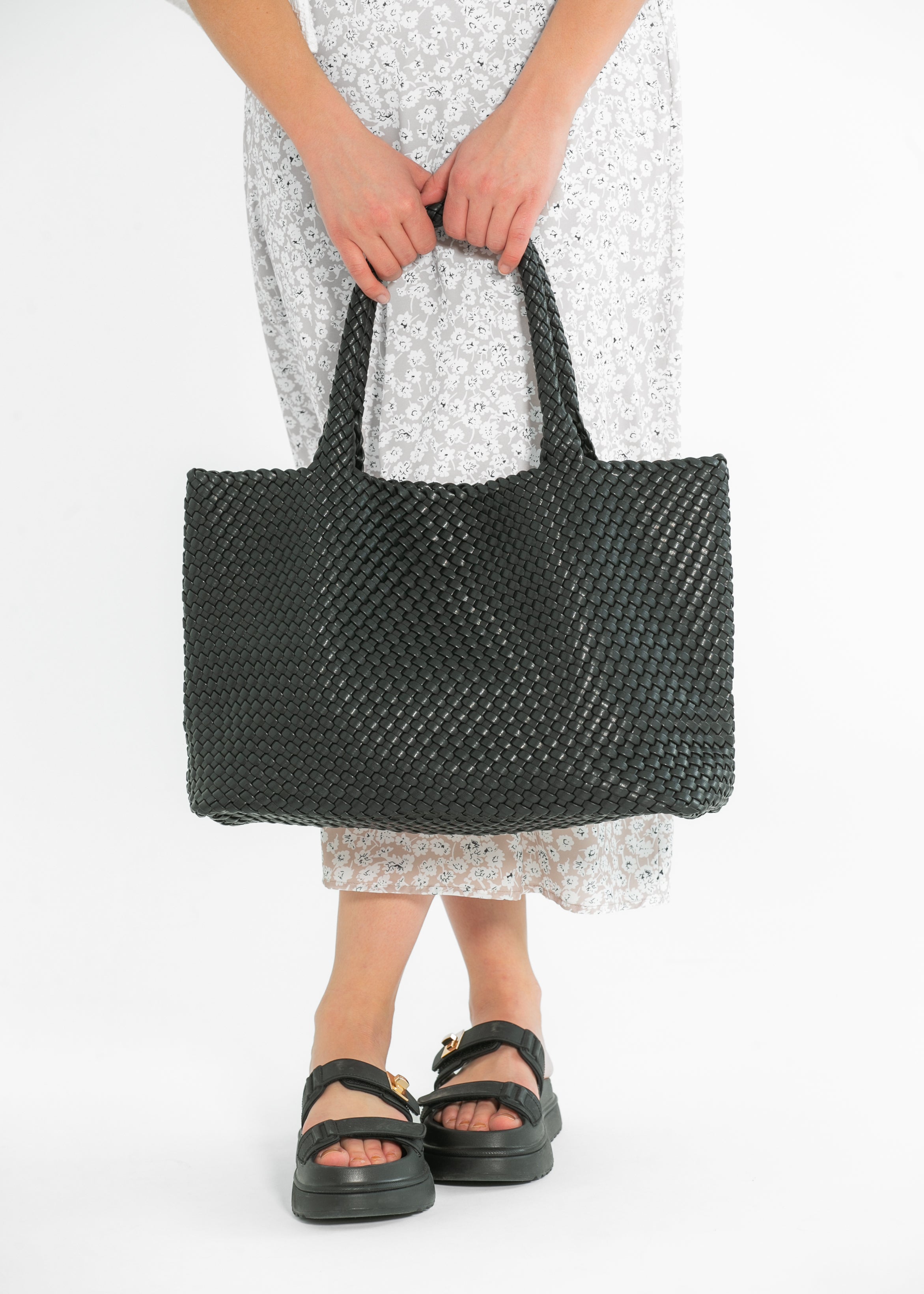 Solana Woven Vegan Leather Tote