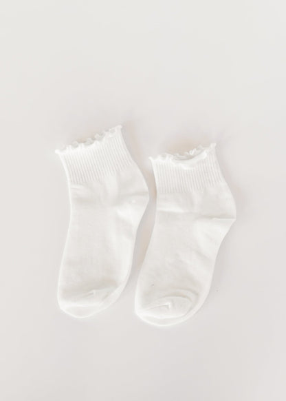 Solid Color Ruffle Ankle Socks Accessories