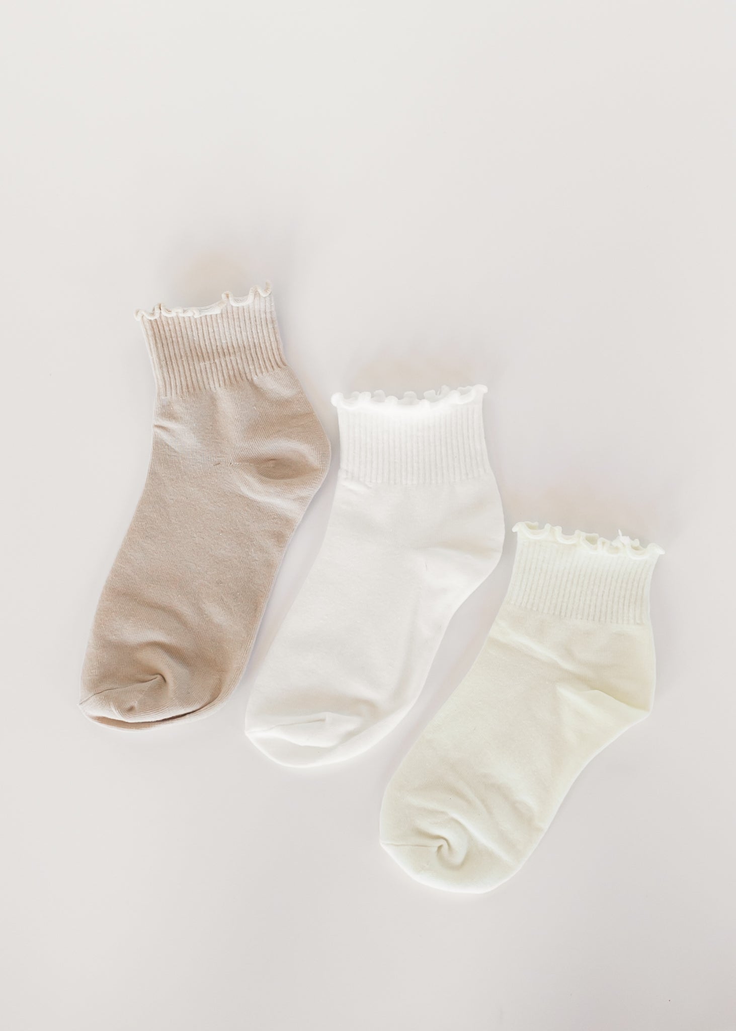 Solid Color Ruffle Ankle Socks Accessories