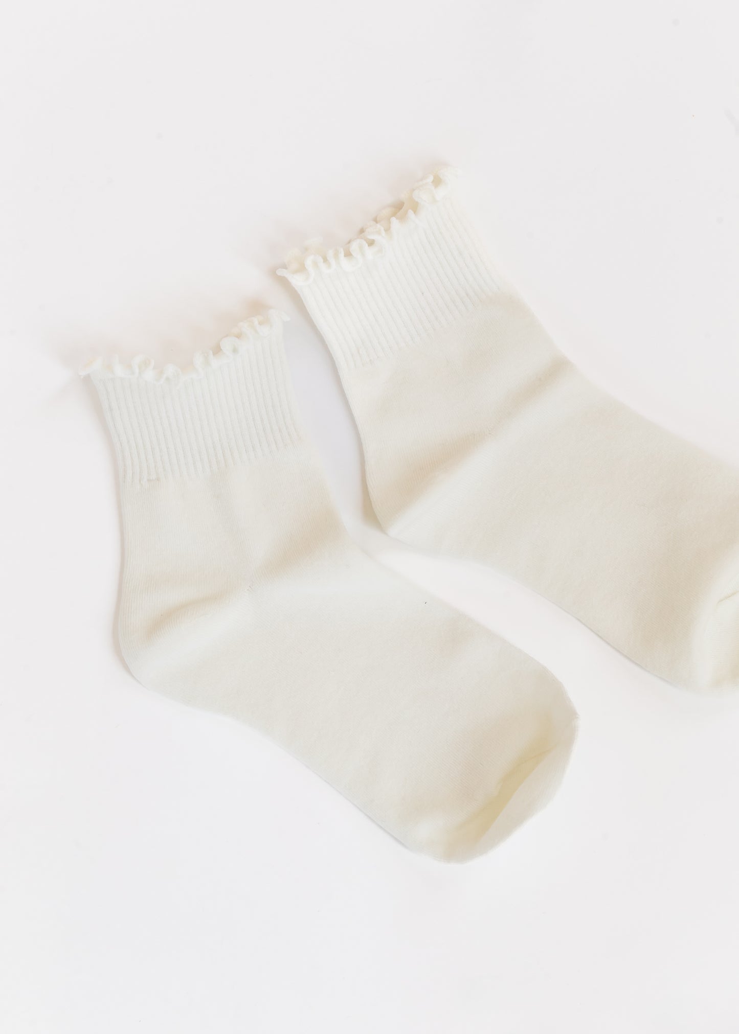 Solid Color Ruffle Ankle Socks Accessories