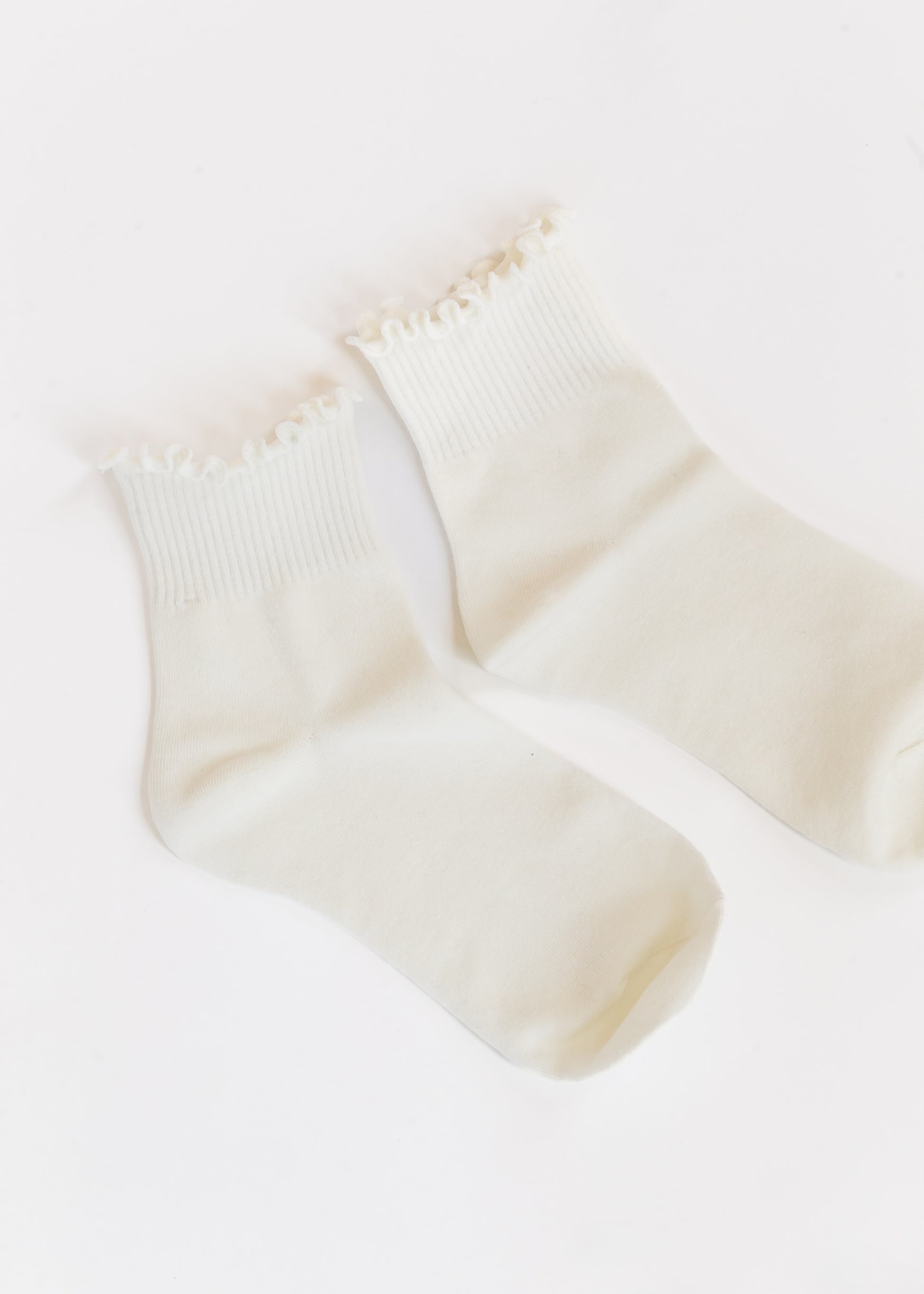 Solid Color Ruffle Ankle Socks Accessories