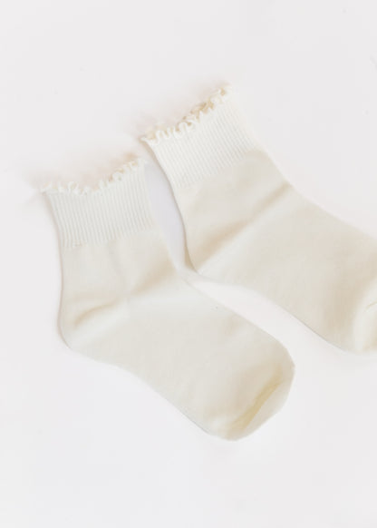 Solid Color Ruffle Ankle Socks Accessories
