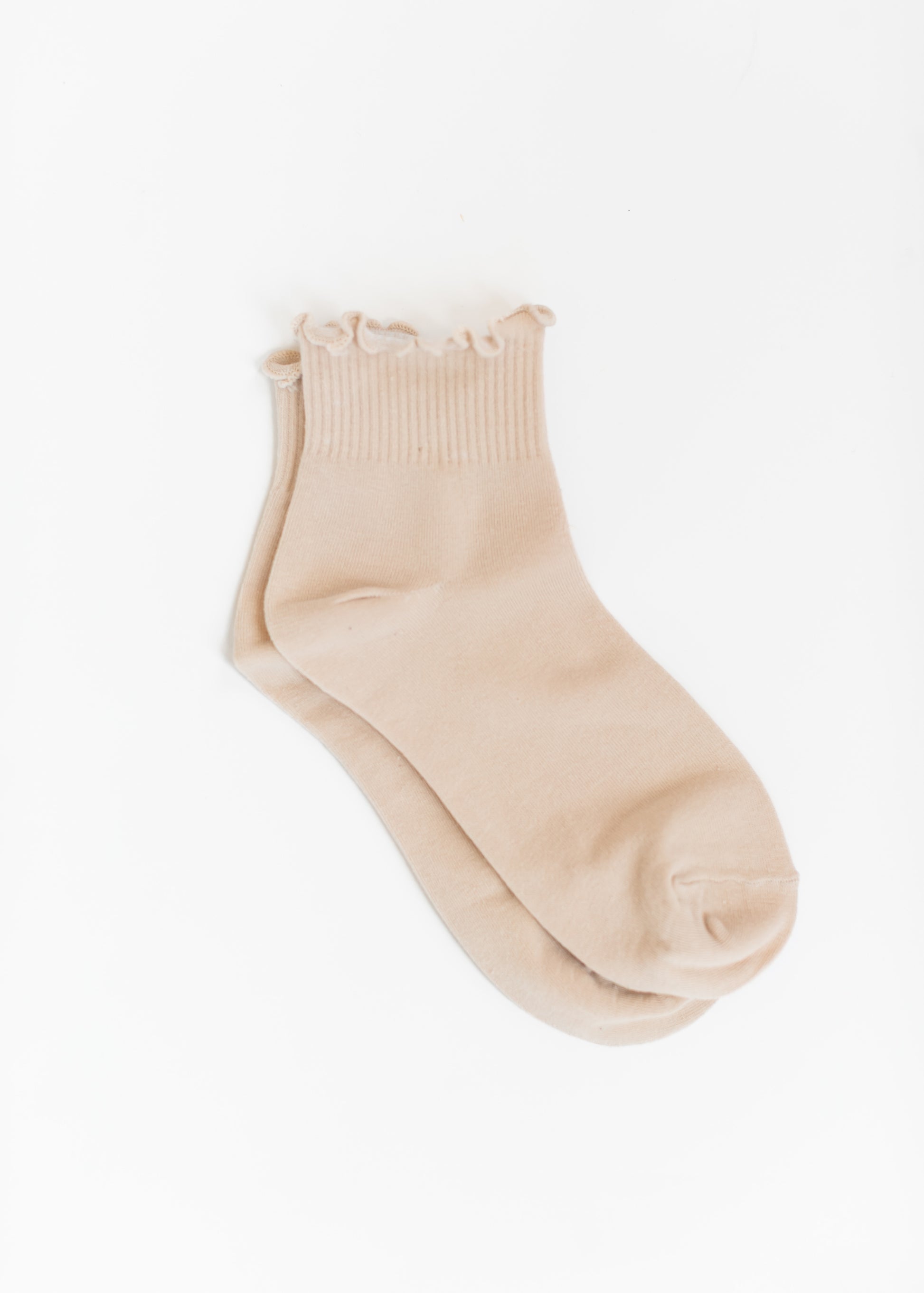 Solid Color Ruffle Ankle Socks Accessories