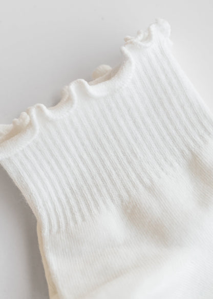 Solid Color Ruffle Mid-Calf Socks Accessories
