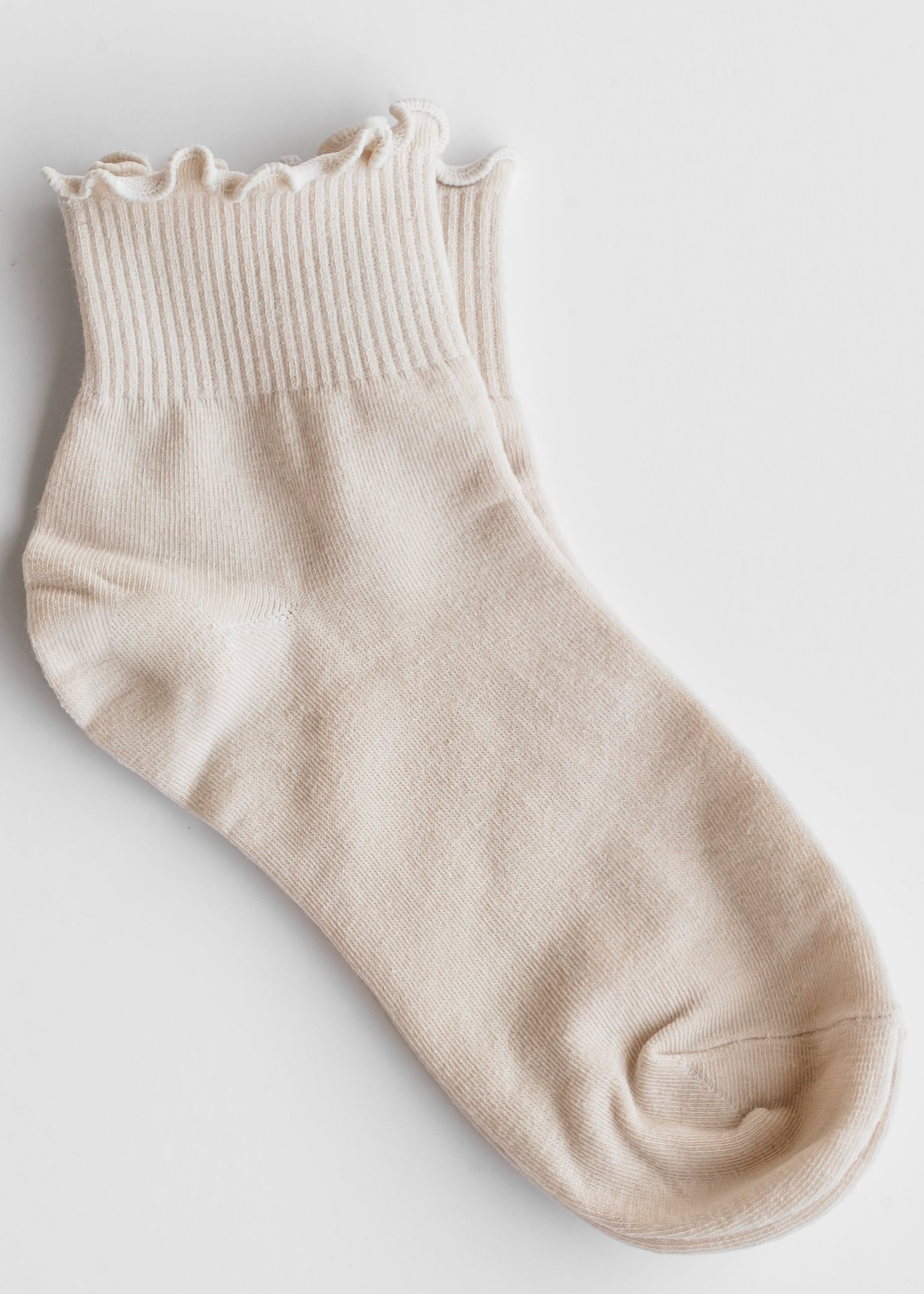 Solid Color Ruffle Mid-Calf Socks Accessories Khaki