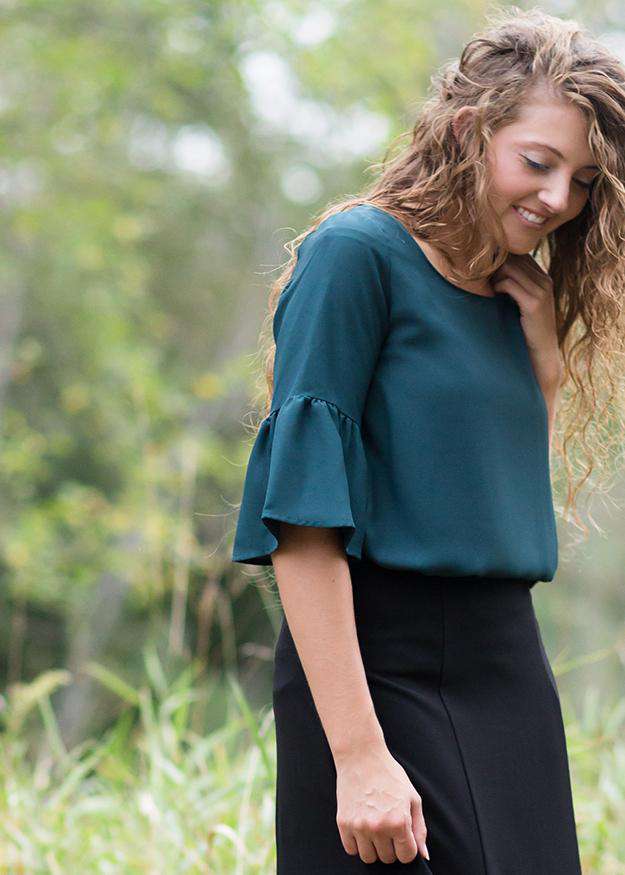 Solid Poet Blouse Tops